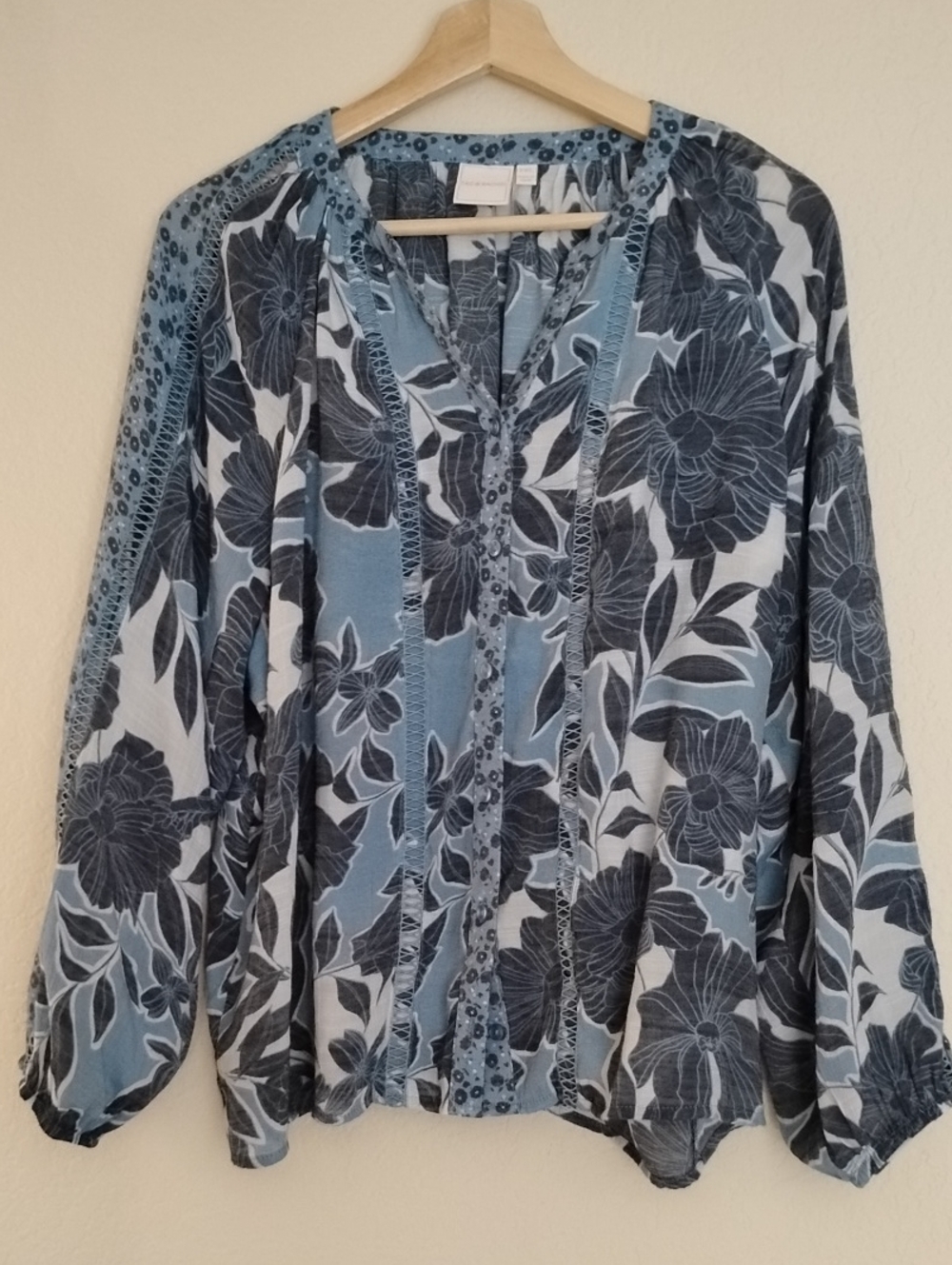 Zac & Rachel Boho Romantic Floral Lace Sheer Coastal Top - Picture 2 of 10